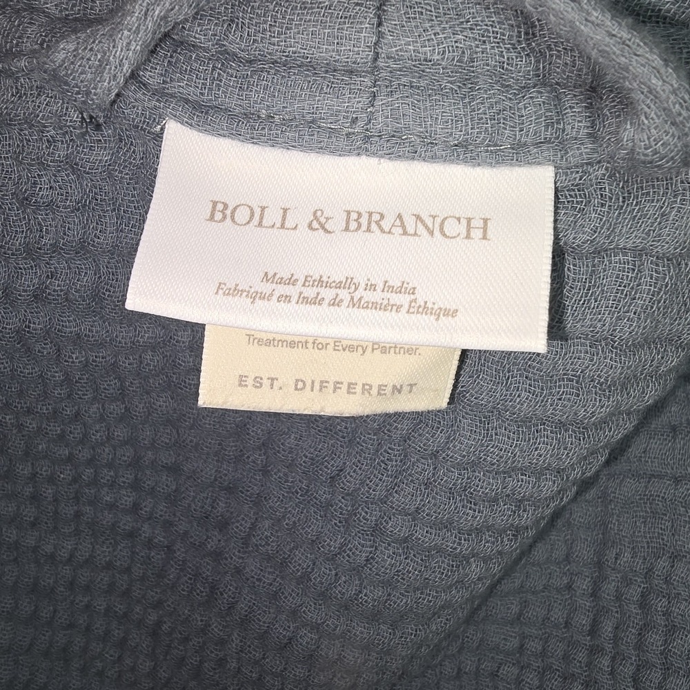 Boll & Branch Dream Robe M 100% Organic Cotton Mineral Unisex Pockets Lounge - Picture 7 of 10